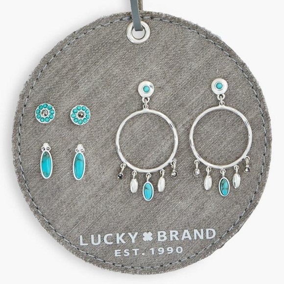 Lucky Brand Jewelry - NEW 3 pairs of turquoise earrings/ hoops & studs